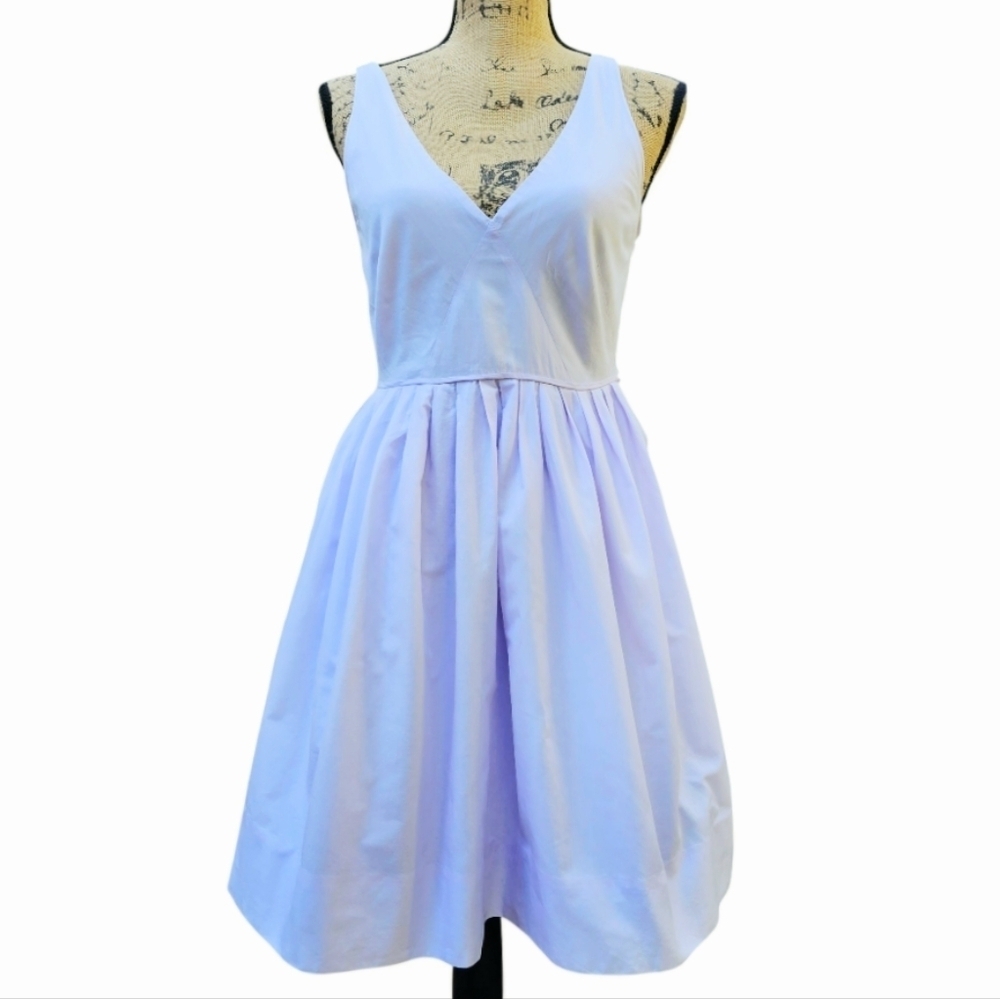 J. Crew Preppy Coastal Lavender Light Purple Sleevless Deep V-Neck Dress, Size 4